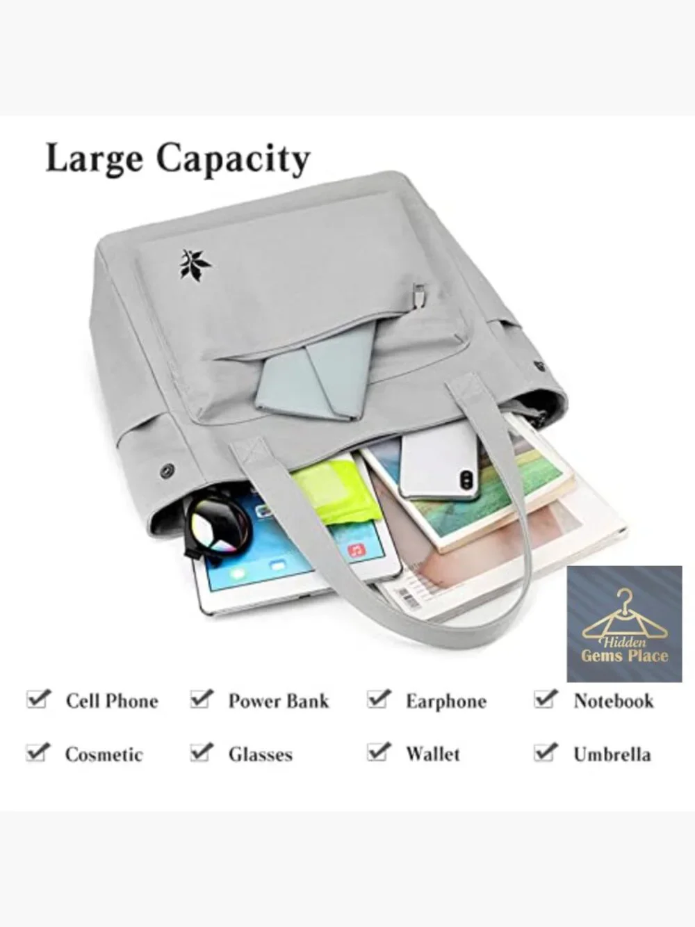 Canvas Tote Handbag with Multi-Pockets Lightweight Casual Everyday Essential